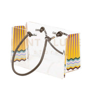 SHOPPER MEDIA CHARLOTTE IN CRISTALLO ACRILICO TRASPARENTE E CON DECORO RAINBOW