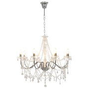 Lampadario con Perline Argento 8 Lampadine E14 281606