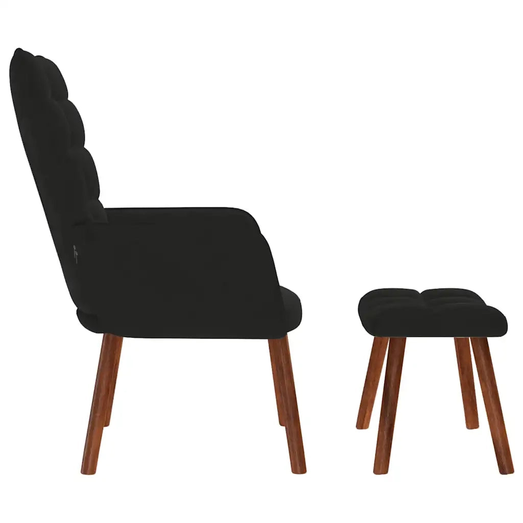 Poltrona Relax | Sedia Relax con Sgabello in Velluto Nero