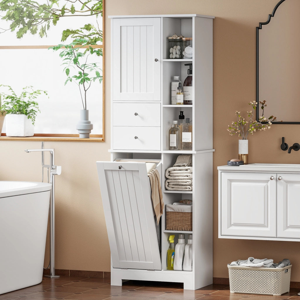 Armadietto da Bagno con Cesto e Cassetti ¨C Minimal ¨C Bianco