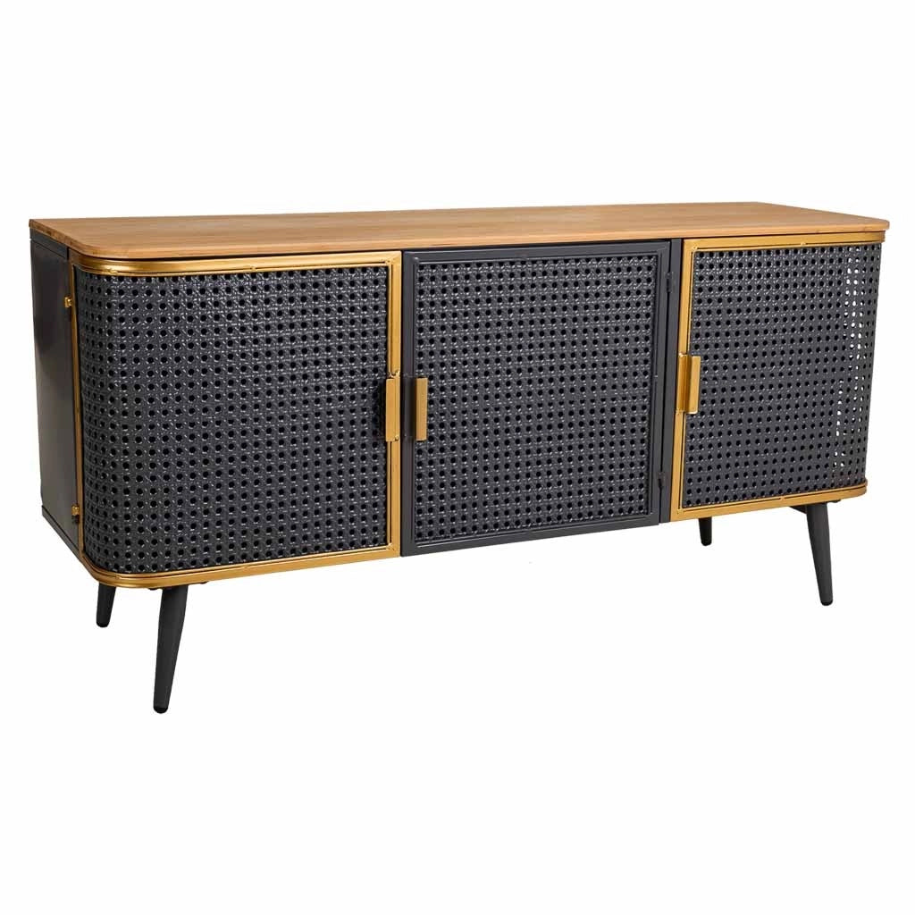 Credenza in metallo e legno con 3 porte 118x38x58,5