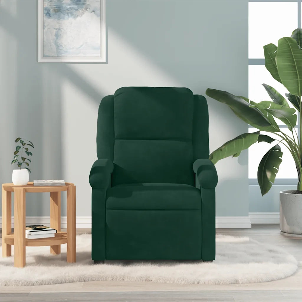 Poltrona Massaggiante | Sedia Relax Reclinabile Verde Scuro in Velluto