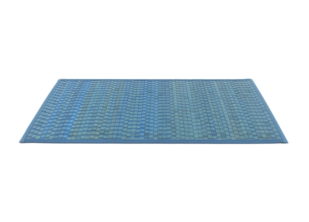 Tappeto Bamboo Antiscivolo In Tinta Unita Cucina Salotto - 50x200 - Azzurro