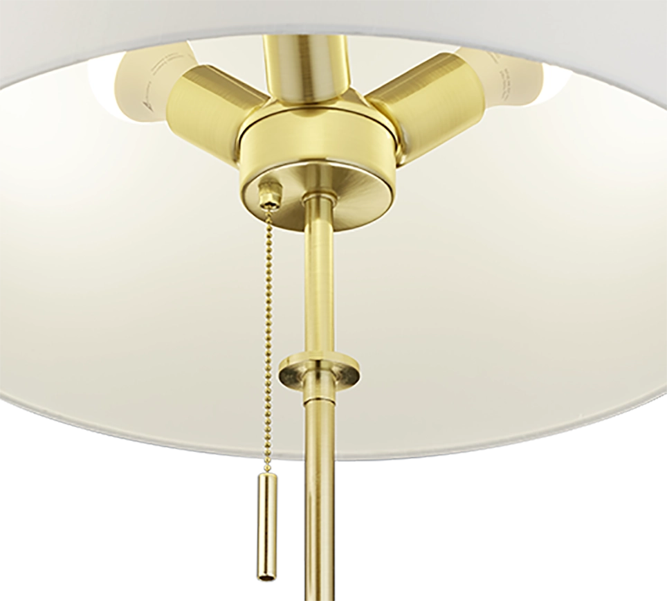 Piantana 3 lampadine, metallo, ottone satinato e bianco, H 180 cm, Lyon