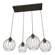 Lampada a sospensione loft nera 4 sfere E27 Nando Emibig