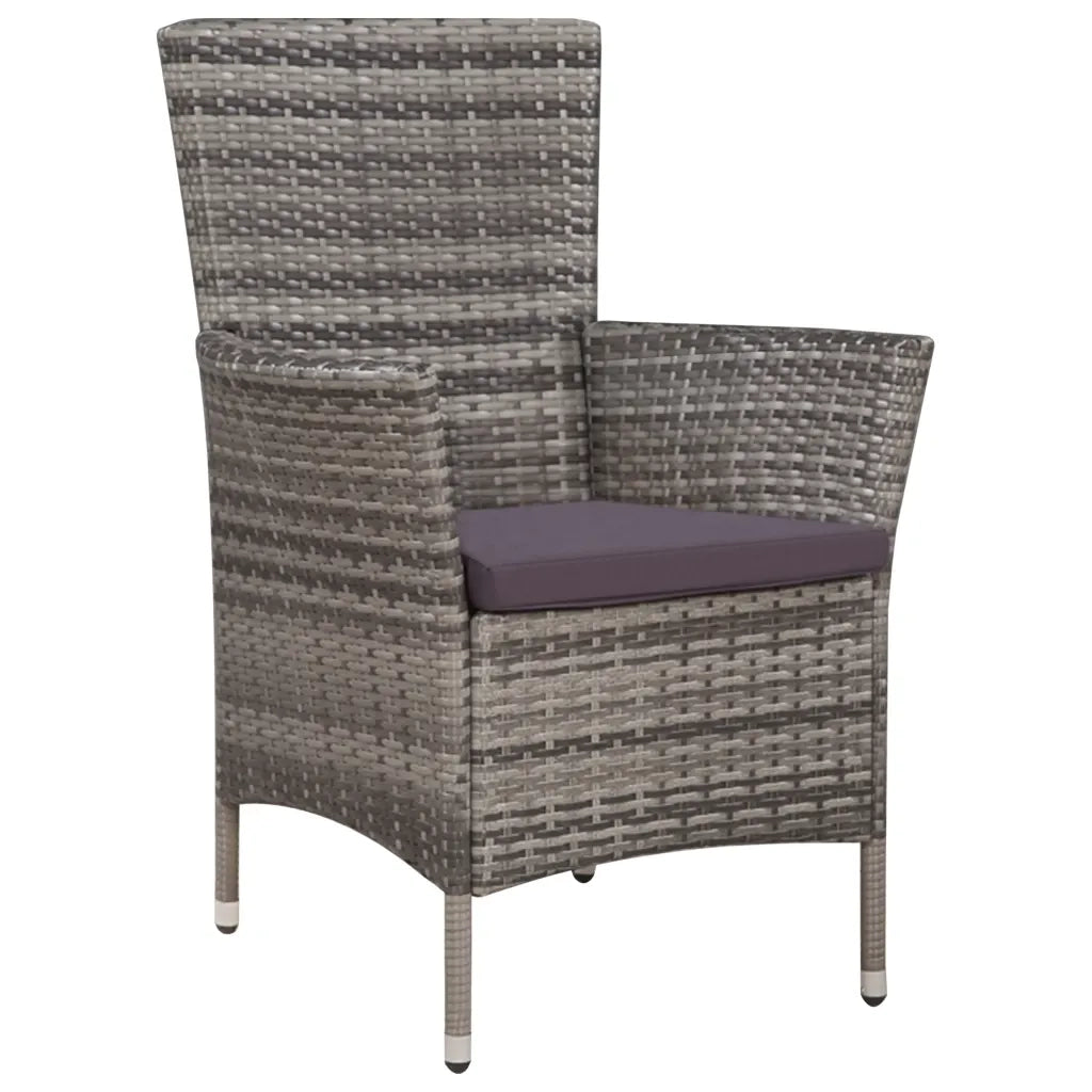 Sedia da Giardino | Sedie da Esterno con Sgabello e Cuscini in Polyrattan Grigio