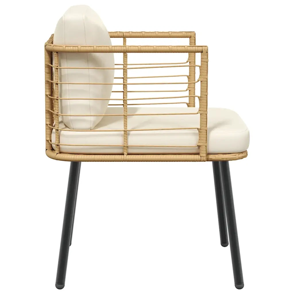 Sedia da Giardino | Sedie da Esterno con Cuscini Naturale in Polyrattan