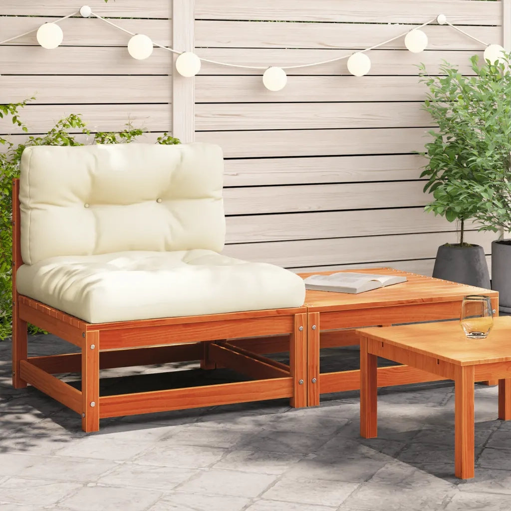 Divano da Giardino Senza Braccioli con Cuscini e Poggiapiedi-Sofa da Giardino-Divano da esterno 192861