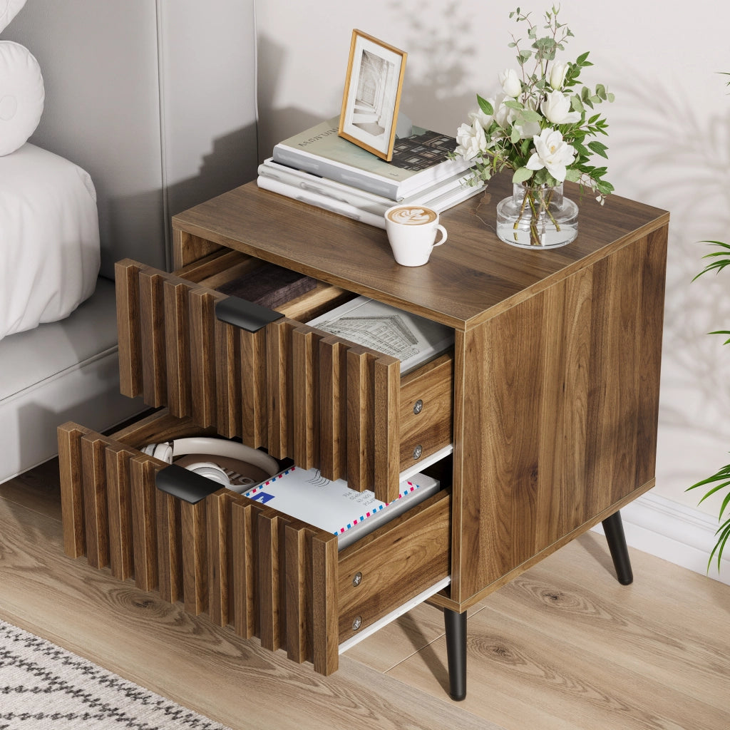 Comodino con 2 Cassetti ¨C MINIMAL ¨C Noce, 45x40x53 cm