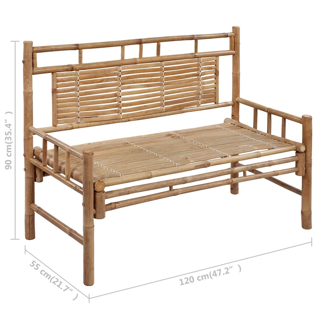 Panca da Giardino con Cuscino 120 cm in Bambù 3063896