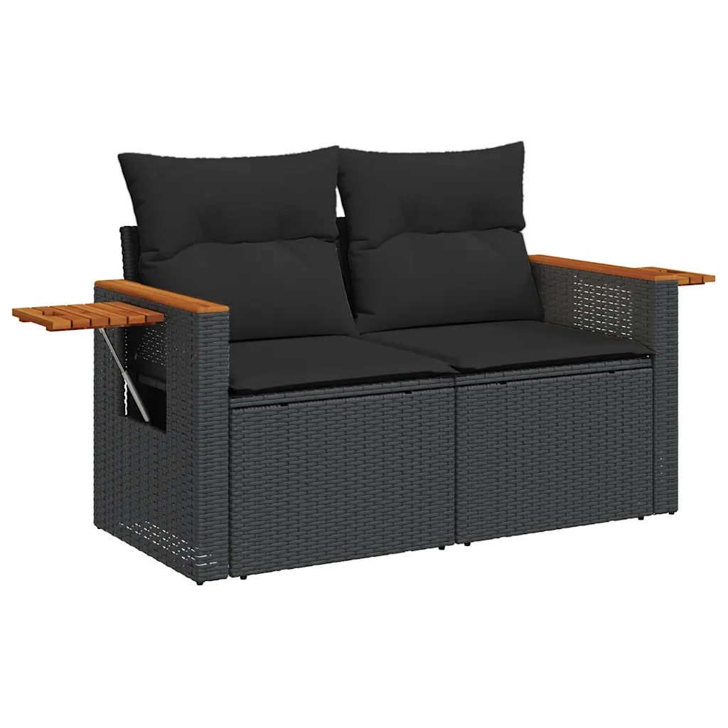 Set Divani da Giardino con Cuscini 8 pz Nero in Polyrattan 3325989