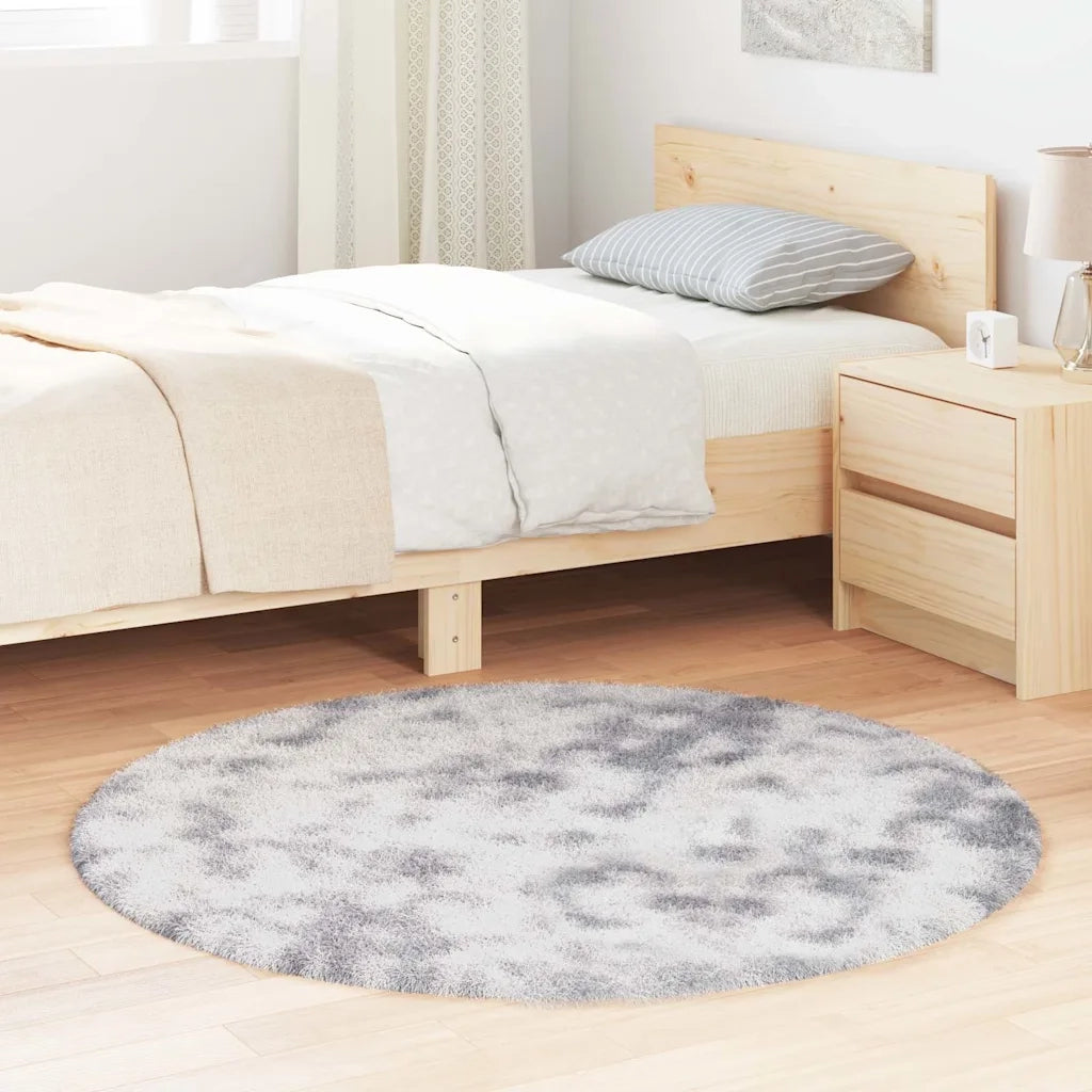 Tappeto Shaggy a Pelo Lungo NAVARRA Grigio Argento 120x120cm 4102908