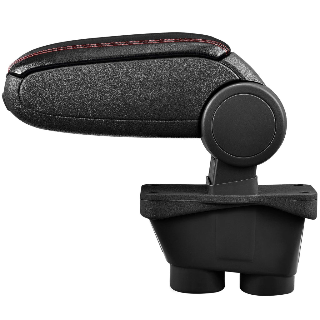 Bracciolo centrale per Peugeot 208 con scomparto imbottito in similpelle nera con cuciture rosse 03_0000614