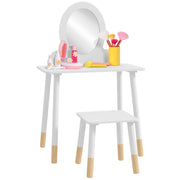 Tocador per bambini con specchio e sgabello ¨C zephmum ¨C Bianco