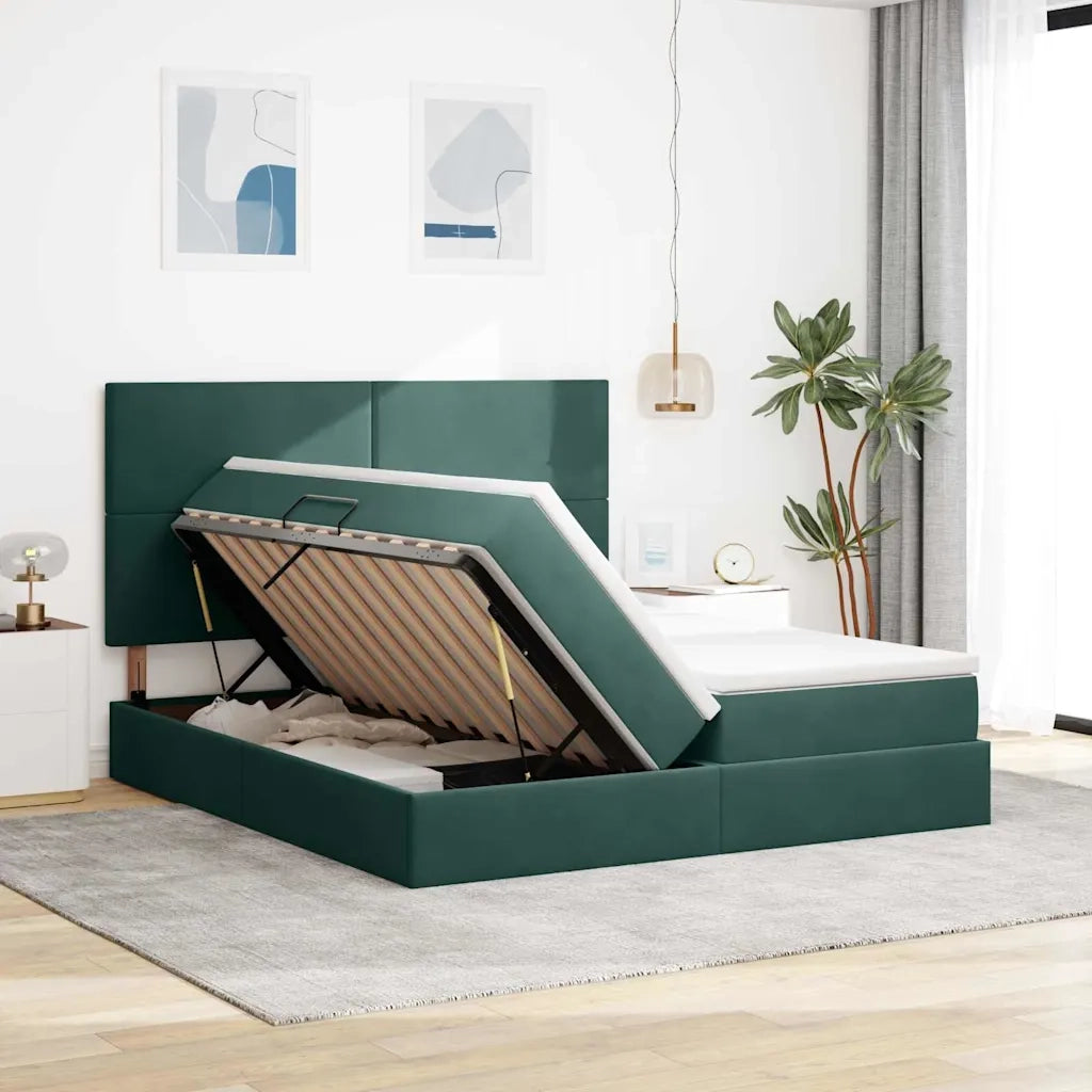 Letto con Contenitore Verde Scuro 180 x 200 cm Velluto