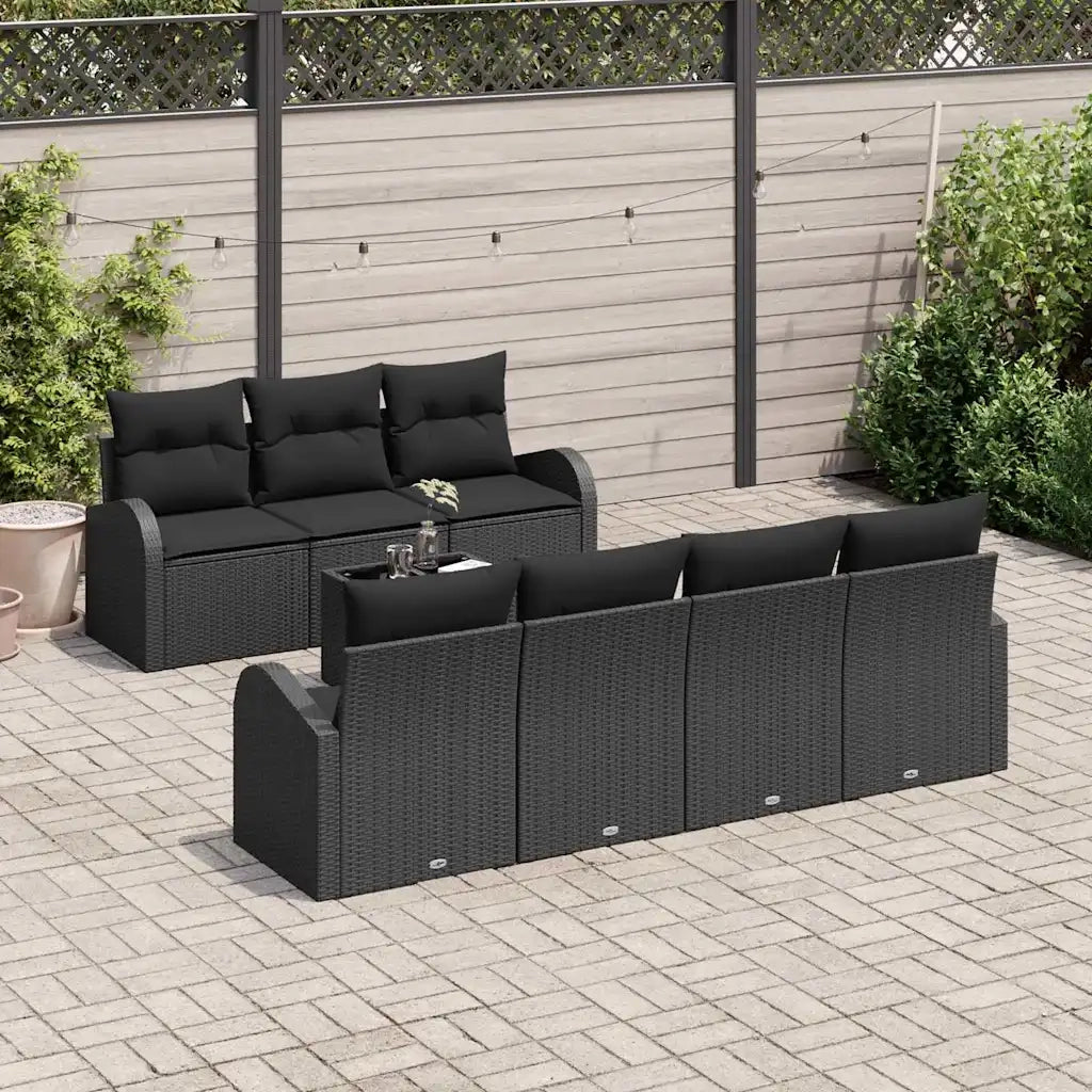 Set Divano da Giardino Nero 55 x 55 x 37 cm polyrattan