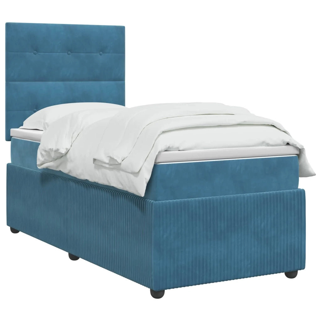 Letto box spring con materasso Blu 90 x 190 cm Velluto 3454515