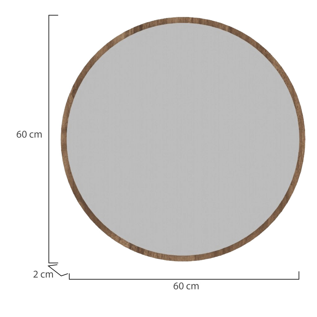 Plati, Specchio Forma Rotondo, 60x60h cm Marrone Noce