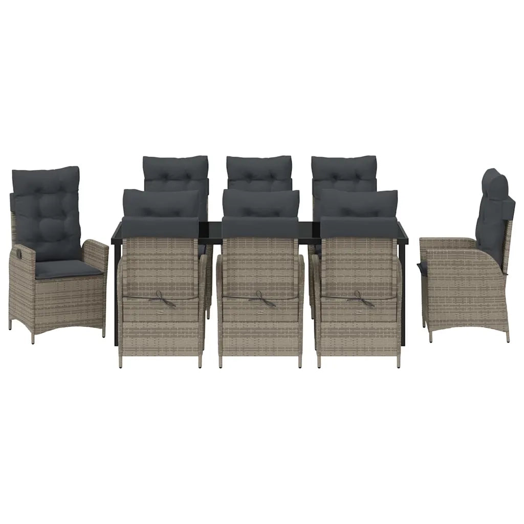 Set da Pranzo per Giardino con cuscino 9 pcs Grigio polyrattan 3380504