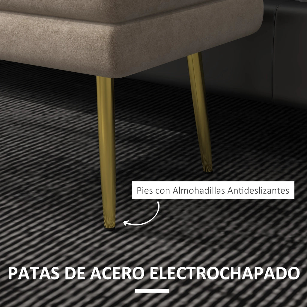 Pouf con contenitore ¨C Minimal ¨C beige velluto 79.5x37.5x43 cm