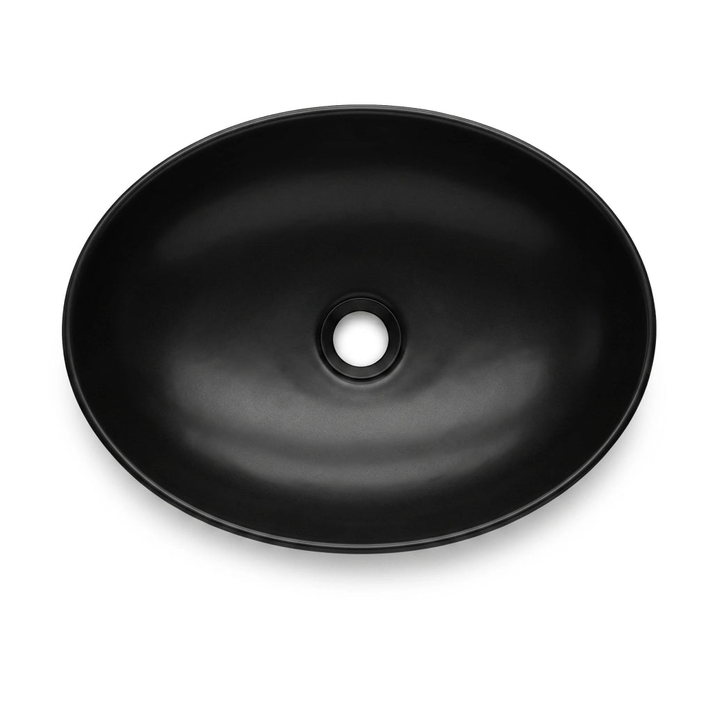 Lavabo da appoggio ovale OVALIS ceramica 41 cm Nero Opaco