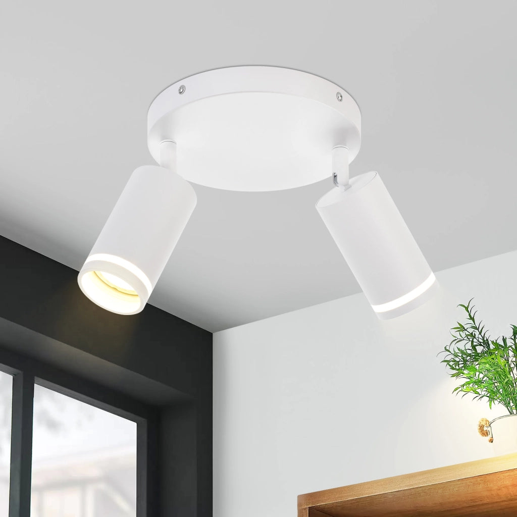 ZMH Faretto da soffitto bianchi 2 luci GU10 orientabili 355° per corridoio
