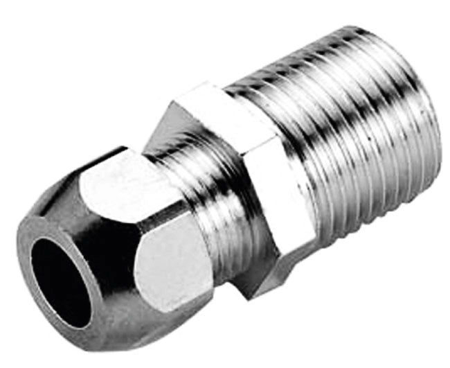 RACCORDO DIRITTO MASCHIO A TENUTA PTFE PER TUBO RAME CROMATO SERIE 6900 1/2x3/8 ø12   PETTINAROLI