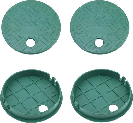 Set di coperture per sprinkler in PE di 4 pezzi - diametro interno 14cm - diametro esterno 15cm - accessori di irrigazione - progetto antiscivolo - per uso all'aperto - copertura per sprinkler - opzioni per l'irrigazione del giardino