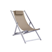 Set di 2 Sdraio Mare Professionale Alluminio E Textilene Tortora Moia
