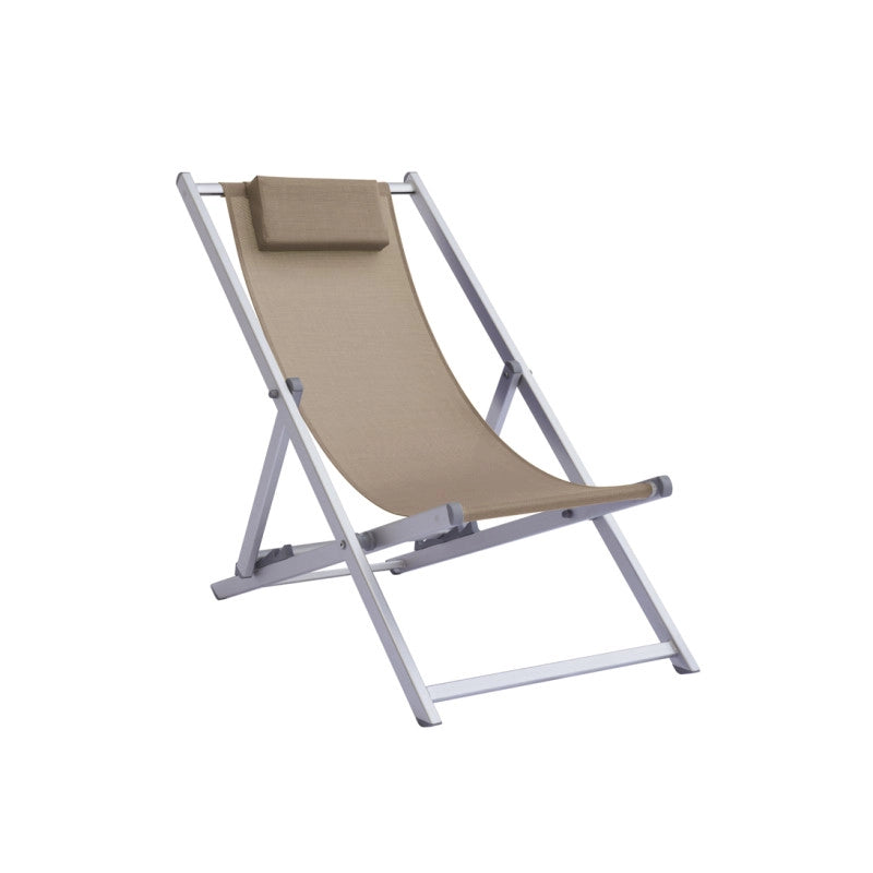 Set di 2 Sdraio Mare Professionale Alluminio E Textilene Tortora Moia