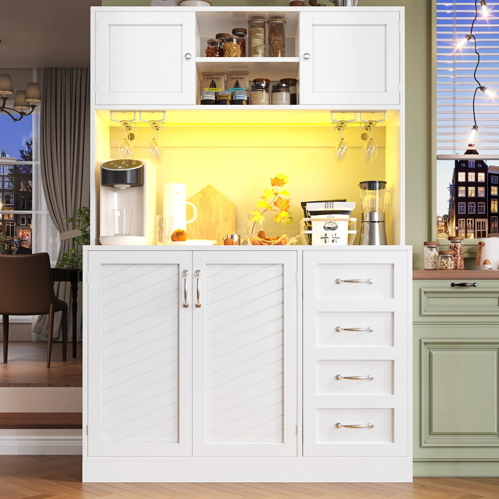Mobile Buffet con LED, Cassetti e Ripiani ¨C MINIMAL ¨C Verde/Nero/Bianco 120x40x188