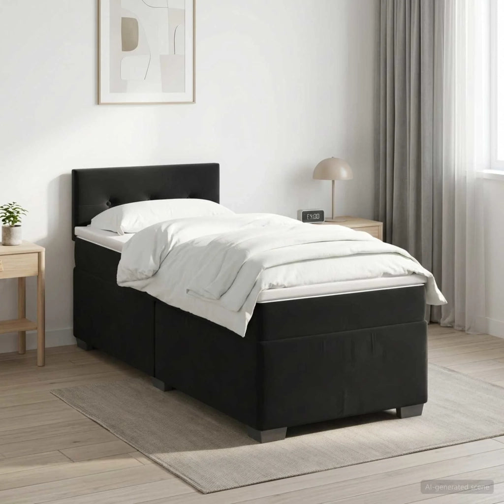Letto box spring con materasso Nero 90 x 190 cm Velluto 3450622