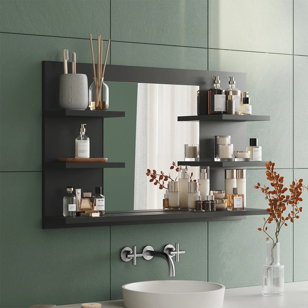 Vicco Specchio contenitore bagno Antracite 78 x 50 cm con ripiani