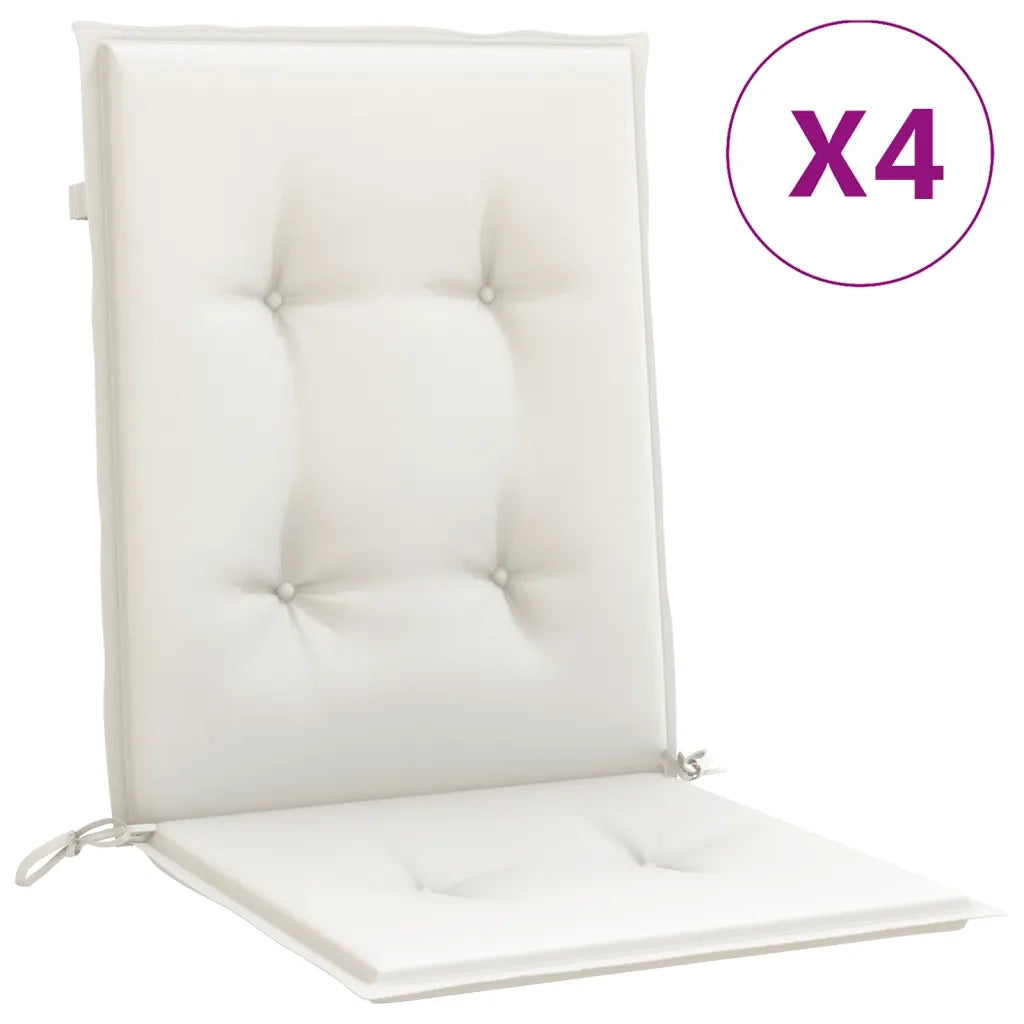 Cuscini Sedia Schiena Bassa 4 pz | Cuscini per sedie Crema M¨¦lange 100x50x4 Tessuto