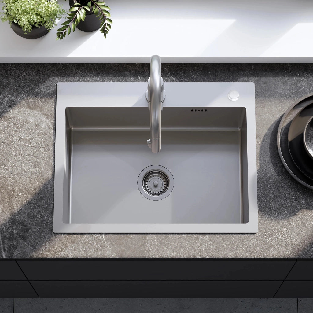 Lavello In Acciaio Liam Brush Nickel con rubinetto da cucina