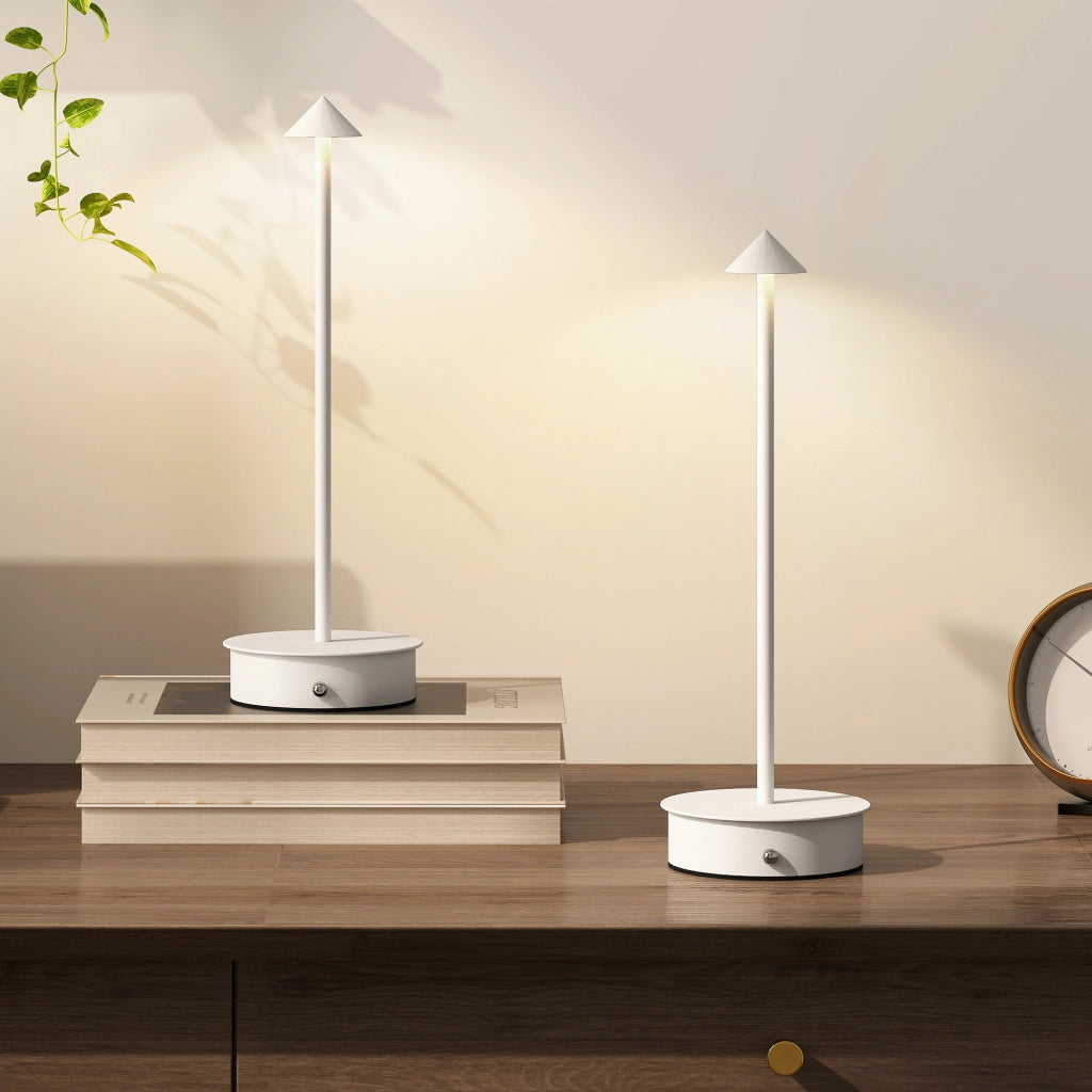 Lampada da Tavolo LED Ricaricabile USB Touch Dimmable 2 Pezzi ¨C Minimal ¨C ?10x30 cm Bianco