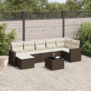 Set Divani da Giardino 8 pz con Cuscini Marrone in Polyrattan 3251630