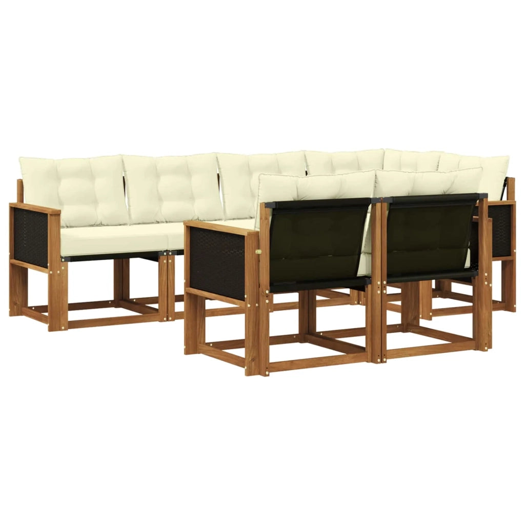Set di divani da esterno con cuscino 7 pcs Naturale e Crema 3382006