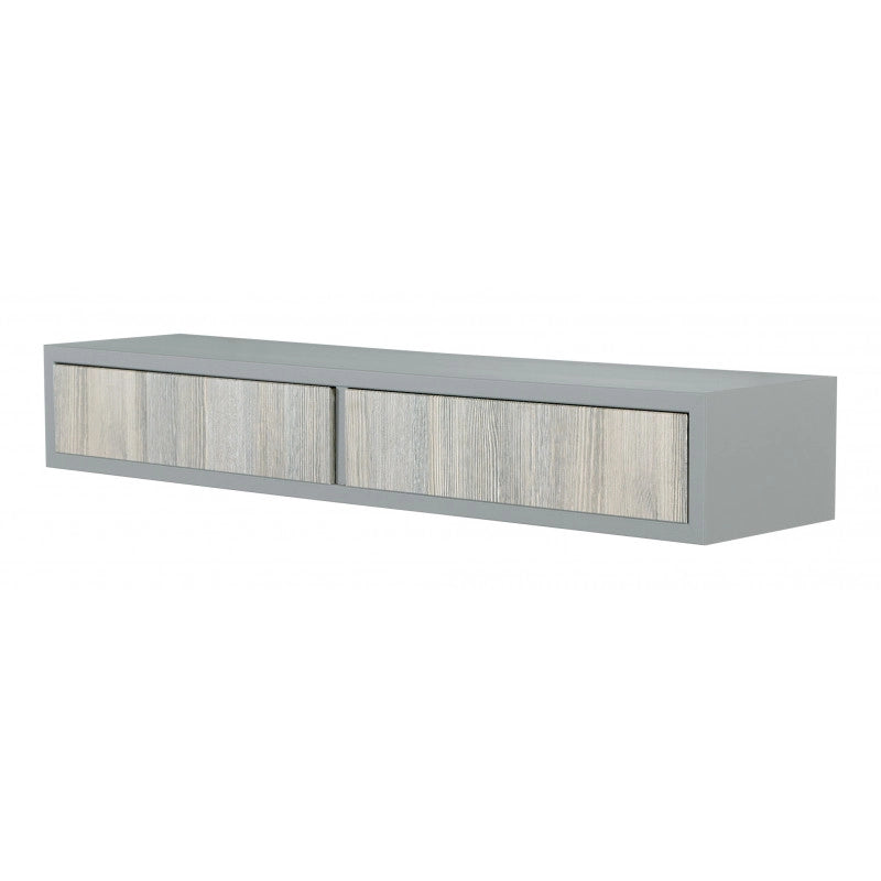 Mensola da Muro con Cassetto, Comodino Sospeso, Mensola da Parete, Grigio Sasso, 88,2x13,4 p20 cm - Domino