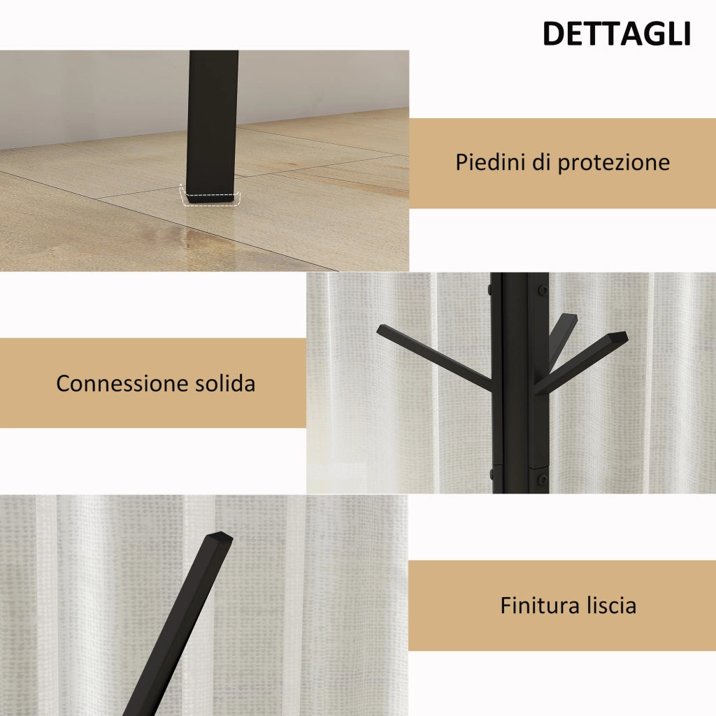 Appendiabiti da Terra Verticale per Ingresso ¨C Xylo ¨C Nero 45x45x180cm