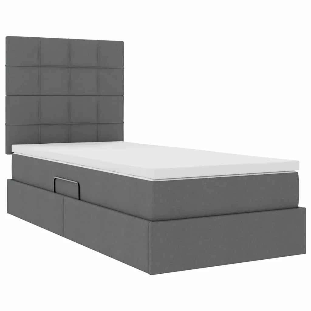 Letto con contenitore e materasso Grigio scuro 100 x 200 cm