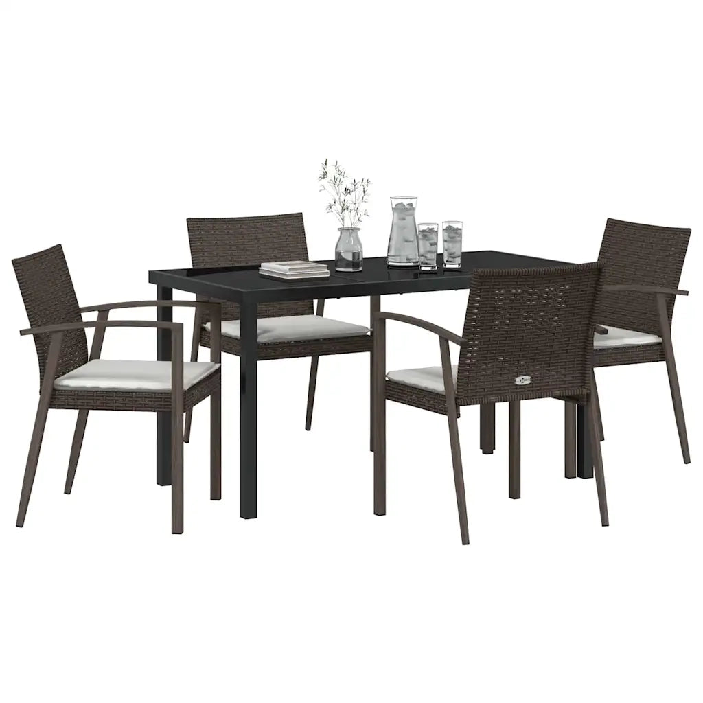 Set da Pranzo per Giardino 5 pcs Marrone e Nero Rattan in PE 3379060