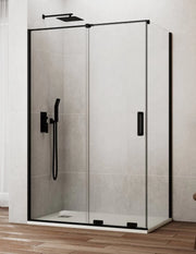 Box doccia CIRENE (KENNA) 1+1 con lato fisso laterale 100x75 cm Nero Barra Parallela