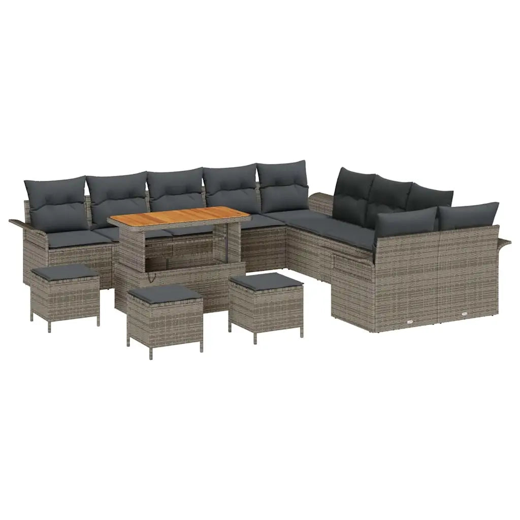 Set Divano da Giardino con cuscino 14 pcs Grigio polyrattan 3362203