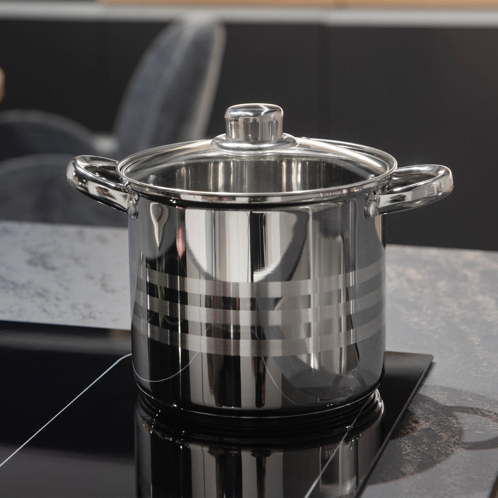 Pentola a induzione grande in acciaio inox KADAX con coperchio, a gas, 28 cm, 13,5 l, alta