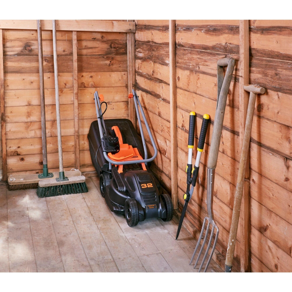 Black and Decker BEMW351-QS Tagliaerba Elettrico a Spinta 1000W Taglio 32 cm 3 Altezze 20-60 mm Cesto 35 L 200 m² colore Nero