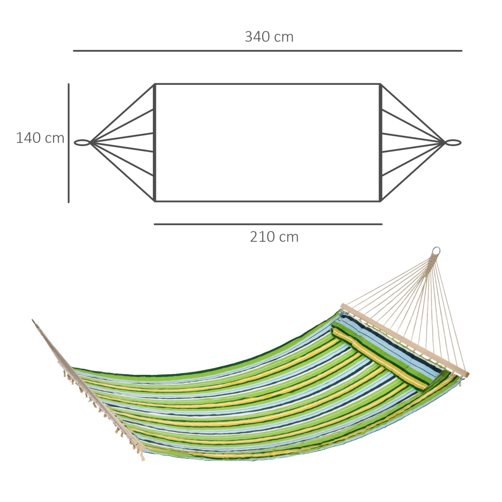 Amaca Sospesa da Giardino per 2 Persone con Cuscino ¨C Xylo ¨C Blu e Verde 340x140cm