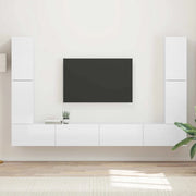Set mobile TV 8 pcs Bianco Lucido Legno multistrato 3409136