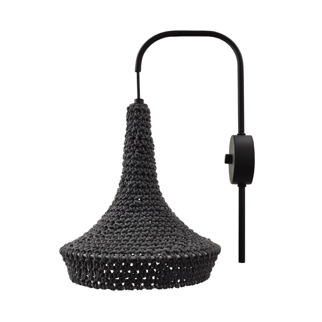 Applique boho grigia in cotone MAHAKA Shilo E27 20W