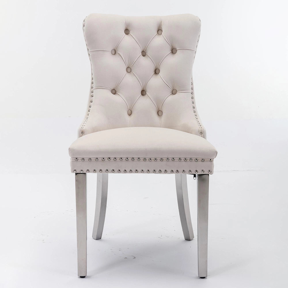 Set 2 sedie Nikki - Xylo - velluto beige gambe cromate
